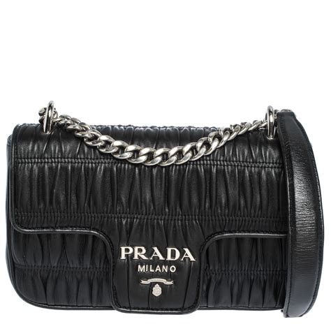 prada crossbody chain nappa gaufre pomice|PRADA Nappa Gaufre Medium Chain Flap Shoulder Bag Black .